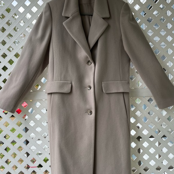 Taupe Wool Trench Coat - Picture 9 of 11